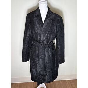 Abbeyglass Black Embroidered Midi Coat Sz L